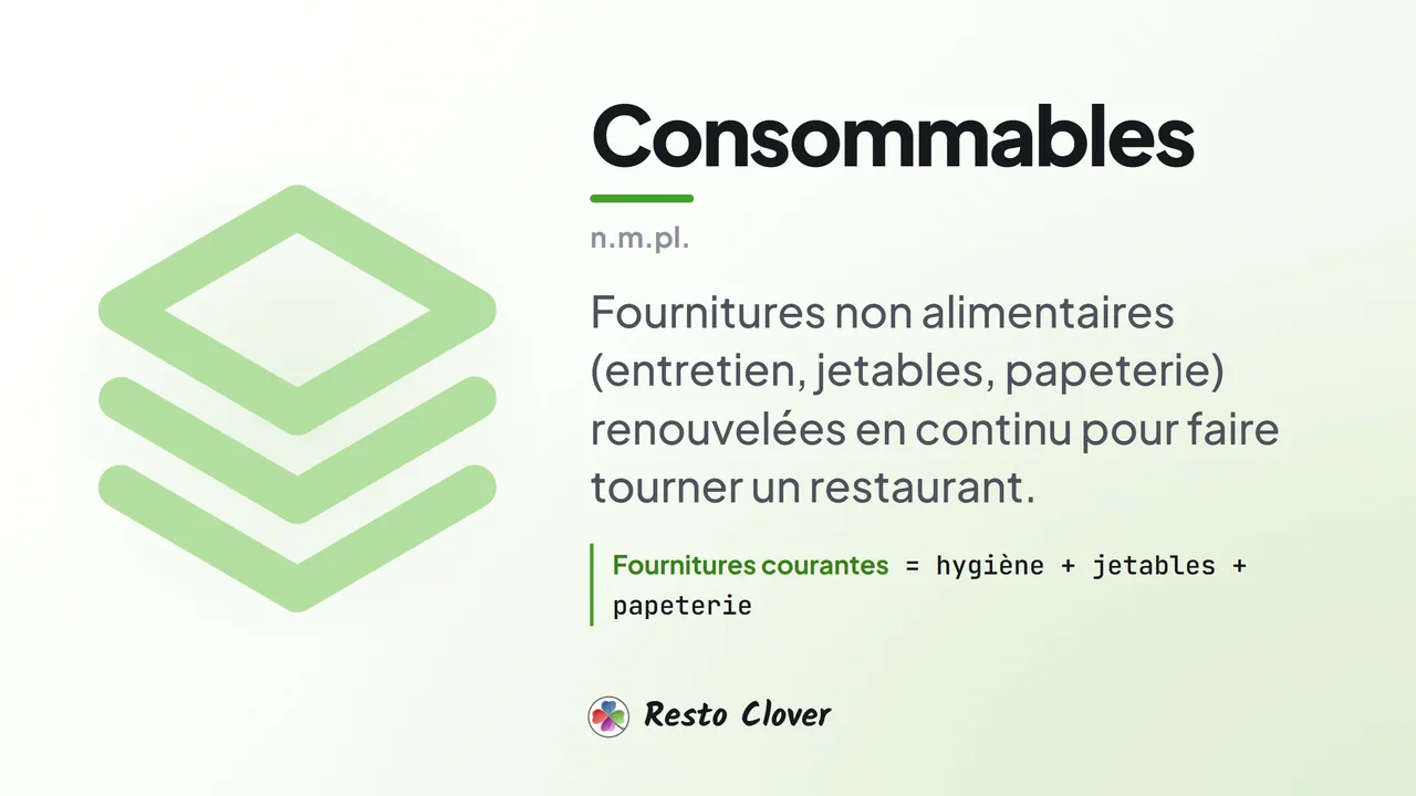 Consommables : d&eacute;finition &middot; Resto Clover
