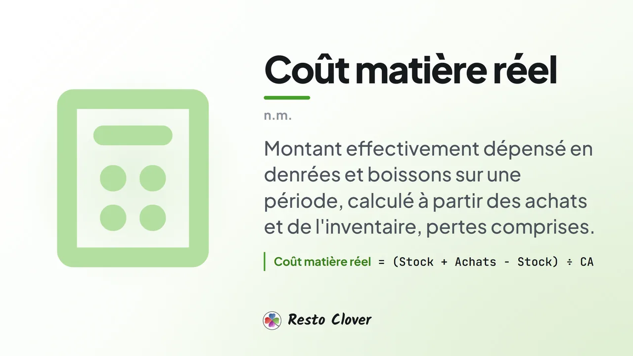 Coût matière réel : d&eacute;finition &middot; Resto Clover