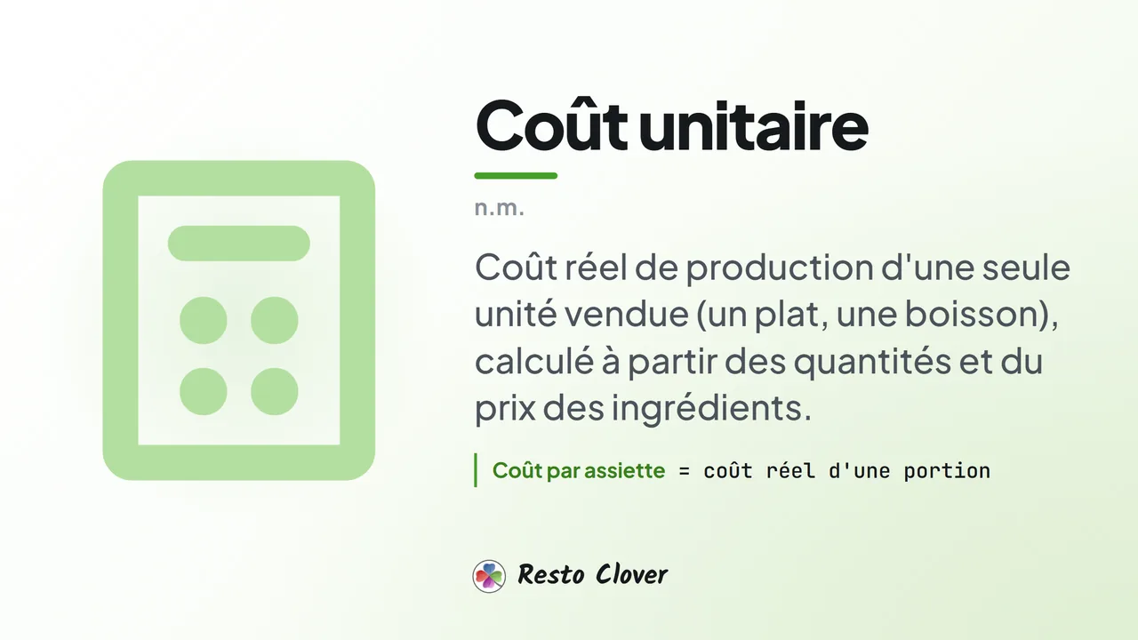 Coût unitaire : d&eacute;finition &middot; Resto Clover