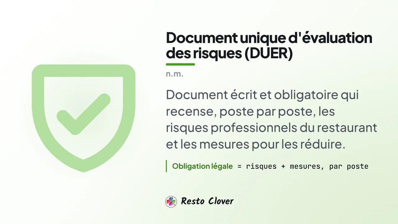 Document unique d'évaluation des risques (DUER) : d&eacute;finition &middot; Resto Clover