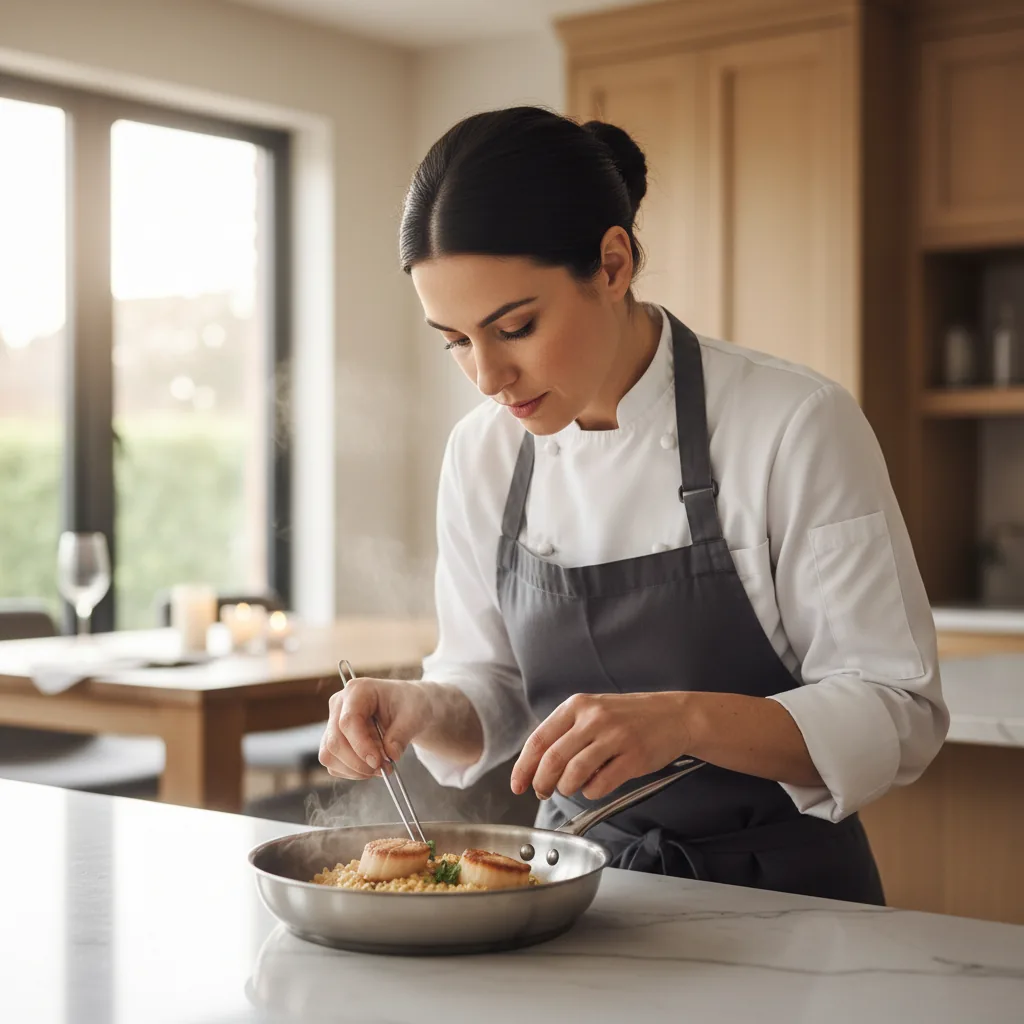 Chef privé préparant un dîner sur mesure chez un client