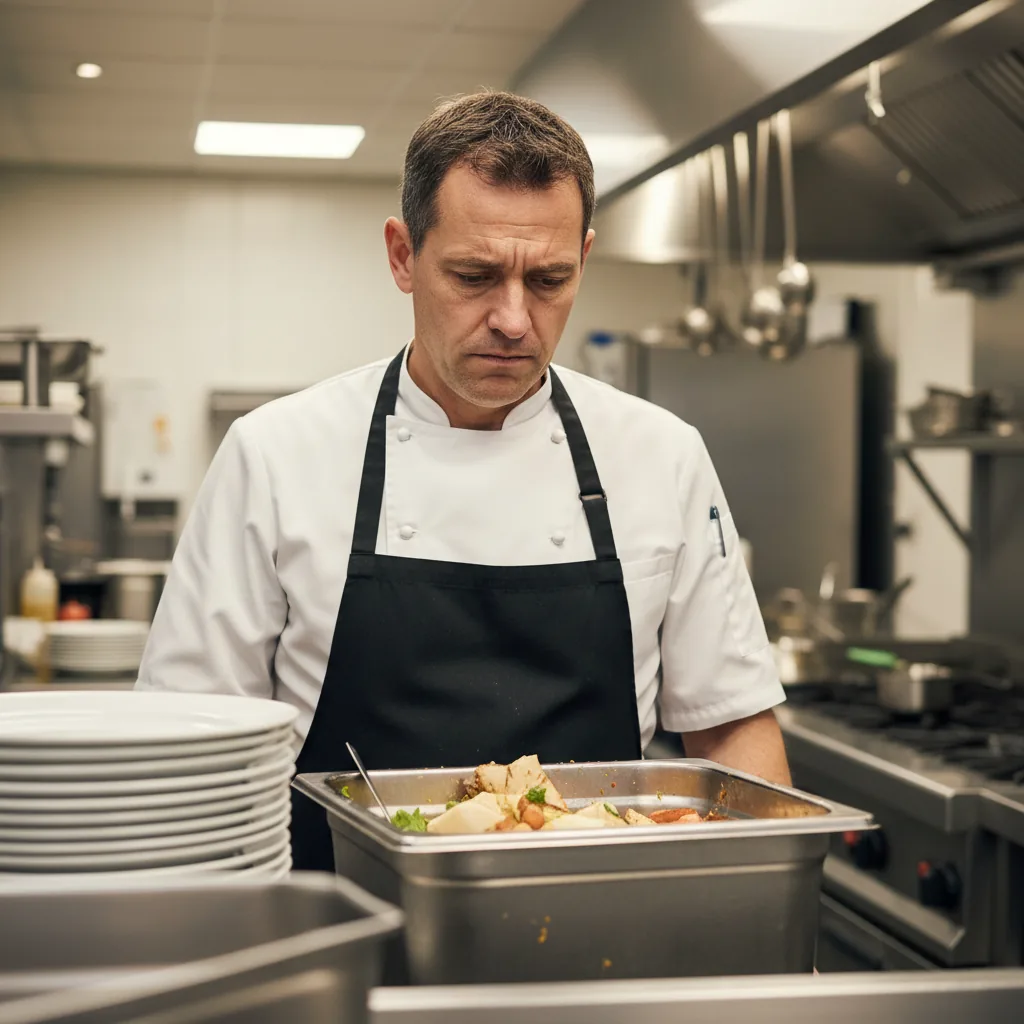 Chef pesant les déchets de production pour chiffrer le coût du gaspillage alimentaire