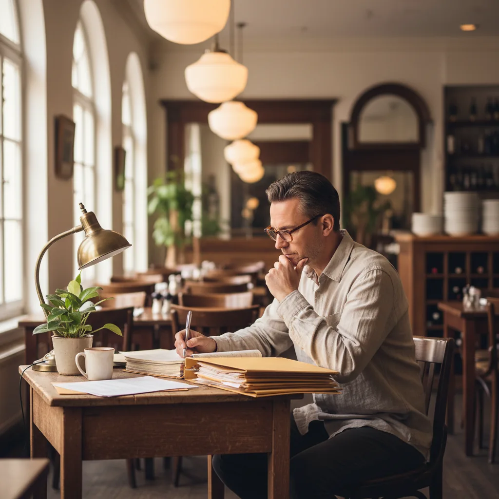 Restaurateur organisant son temps entre le service et l'administratif