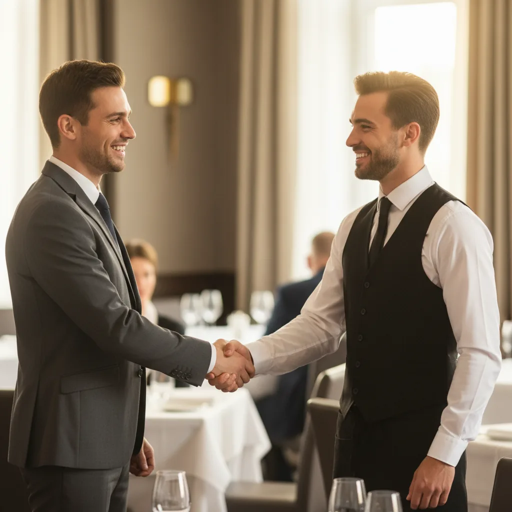 Équipe de restaurant en fin de service, discussion autour des objectifs