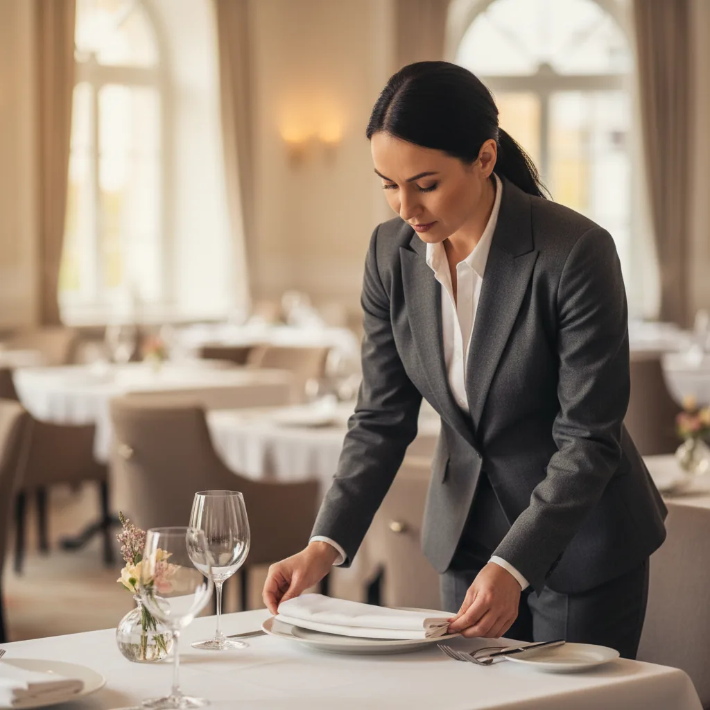 Équipe de salle en briefing avant le service dans un restaurant
