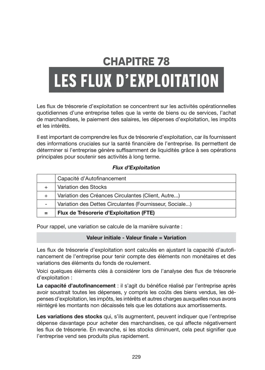 Chapitre 78, Les flux d'exploitation, page 1 sur 3